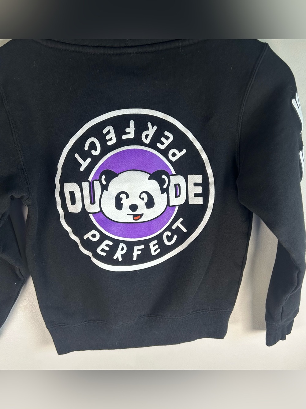 Dude Perfect Youth Hoodie Sweater Size S Panda Logo Graphic Double Sided Hood - Picture 5 of 10